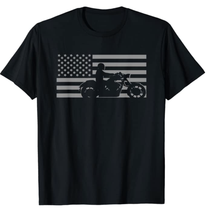 American Flag Biker Motorcycle T-Shirt