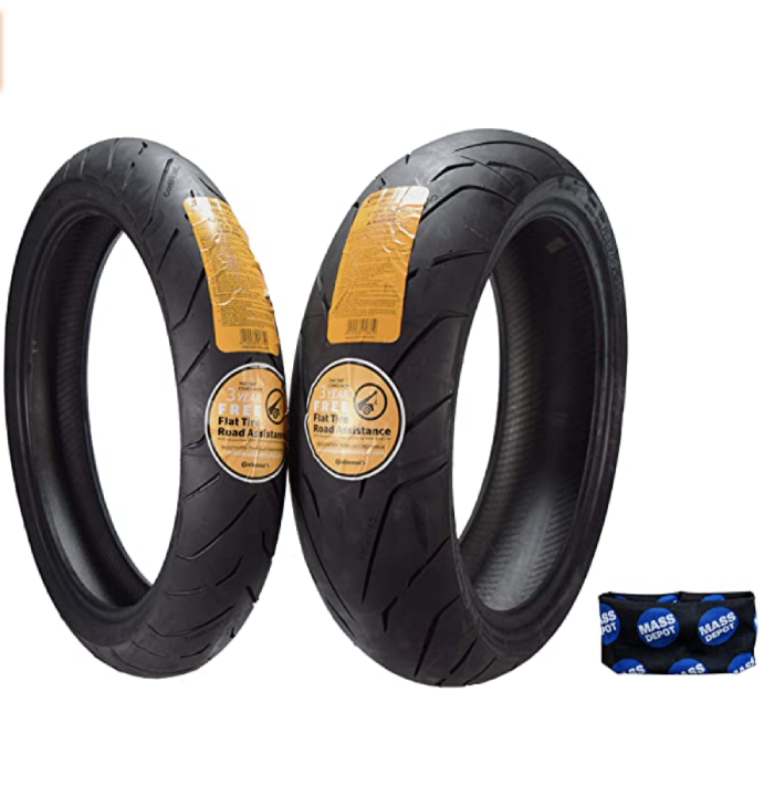 Continental ContiRoad Radial Motorcycle Sport Bike Tire Conti Road (120_70R17 Front, 180_55R17 Rear Combo Pack)