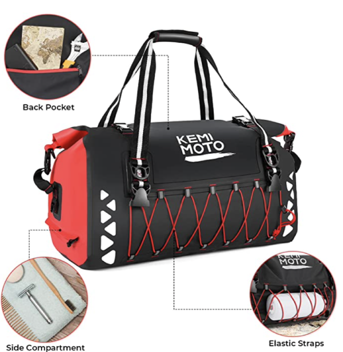 Kemimoto Motorcycle Dry Bag 50L Motorcycle Duffel Bag Waterproof Motorcycle Luggage Bag
