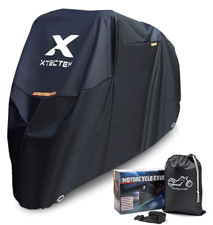 Motorcycle Cover -Waterproof Outdoor Storage Bag,Made of Heavy Duty Material Fits up to 116 inch, Compatible with Harley Davison and All Motors