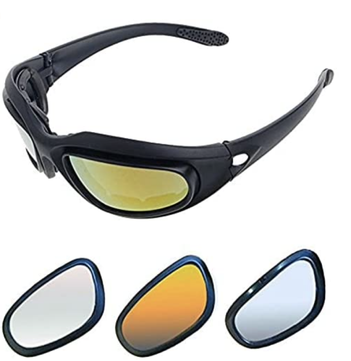 Motorcycle Riding Glasses Kit - with Easy Swap 4 Lens Colors kit