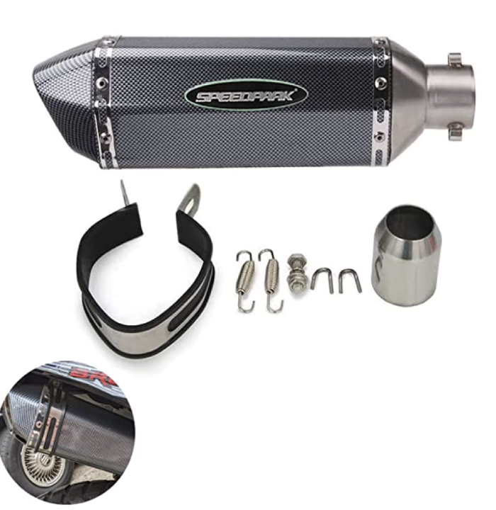 PACEWALKER Motorcycle Exhaust Muffler Carbon Fiber 1.5-2Inlet with Removable