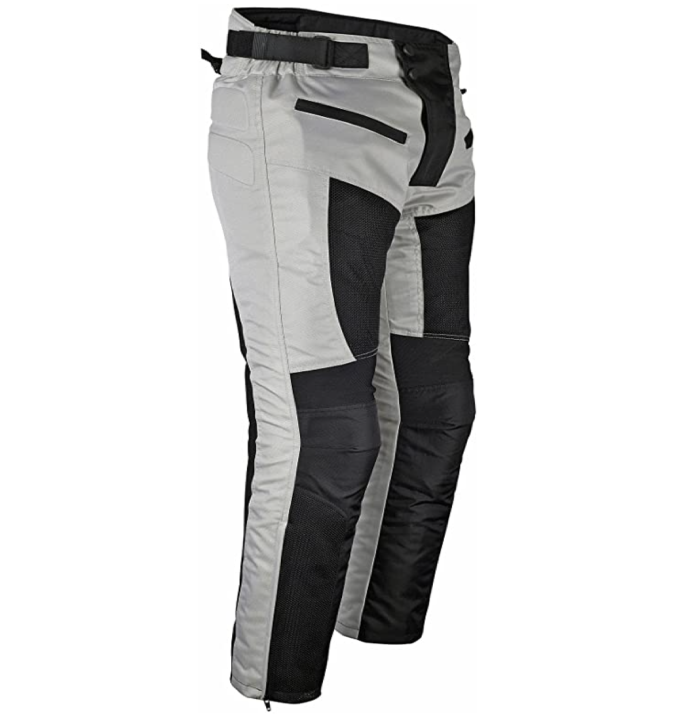 Motorcycle Riding Pants Grey Black Mesh with CE Approved Armor