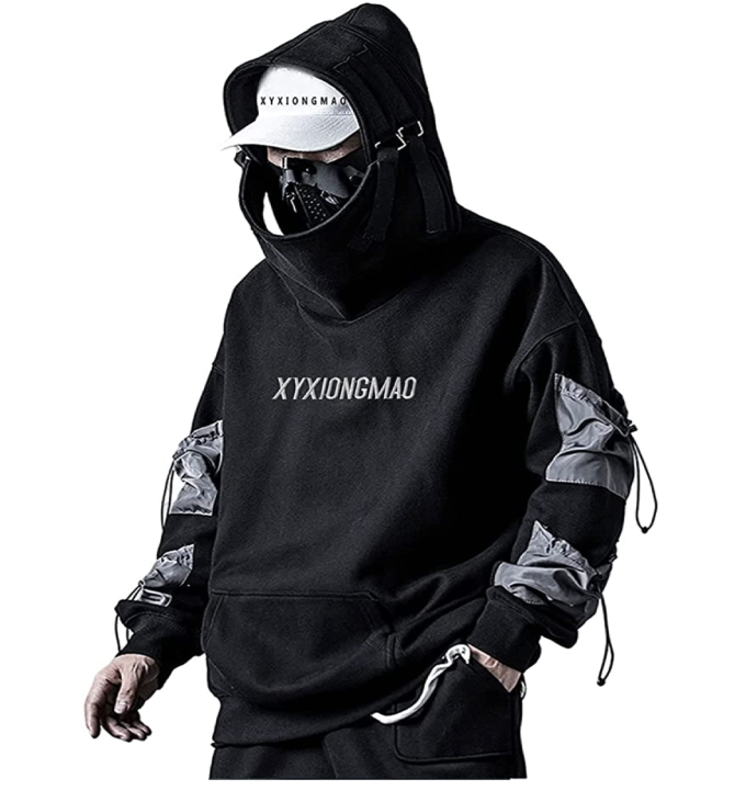 XYXIONGMAO Streetwear Techwear Sudadera con capucha Cyberpunk Tactical Negro Hip Hop Urbano