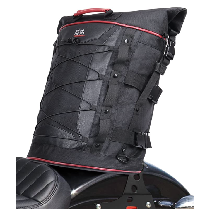 Motorrad Sissy Bar Tasche, wasserdicht Heck Tasche große Kapazität Reise-Rucksack für Sportster Softail Dyna Touring erweiterbar