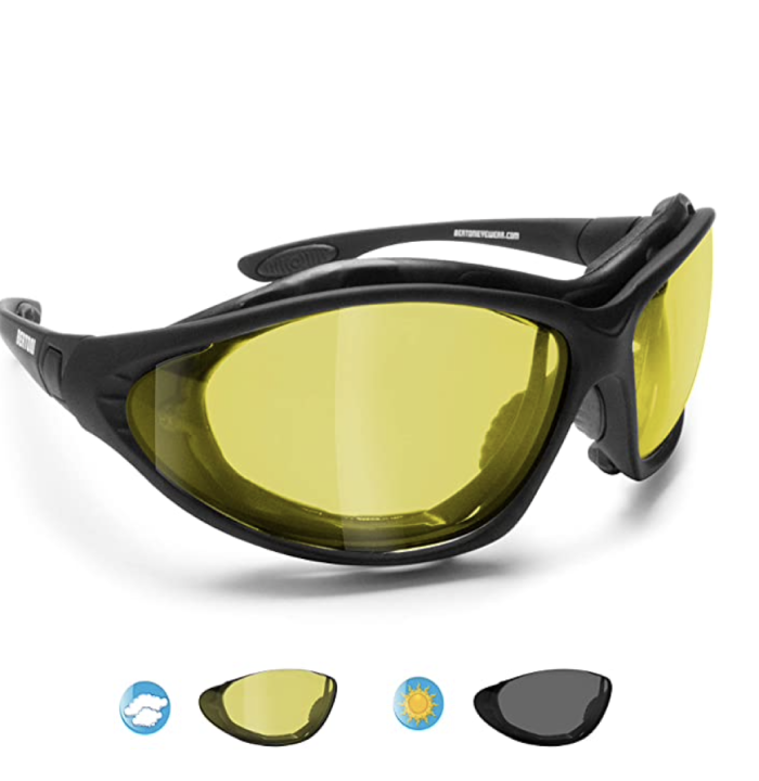 Gafas acolchadas con sensor solar para moto