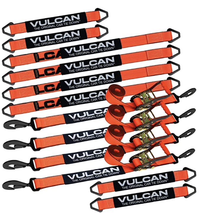 VULCAN Complete Axle Strap Tie Down Kit with Snap Hook Ratchet Straps - PROSeries