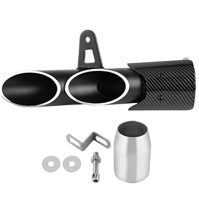 Exhaust Pipe, Universal Glossy Black 51mm Motorcycle Slip on Exhaust Muffler Rear Pipe Tailpipe