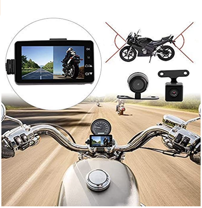 Moto Dash Cam anteriore e posteriore Moto fotocamera impermeabile doppio video HD 1080p con IP68