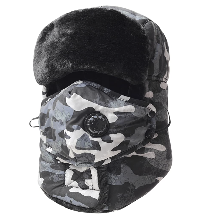 Trooper Trapper Hat,Gorro de esquí de invierno con orejeras y máscara cortavientos (+3 colores)