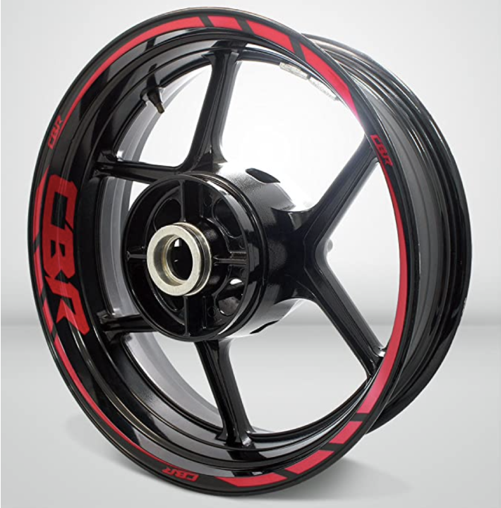 Stickman Vinyls Rosso riflettente cerchione moto Decalcomania Accessorio adesivo compatibile con Honda CBR