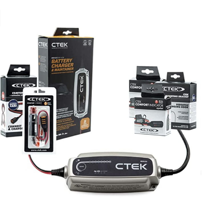 CTEK (40-206) MXS 5.0-12 Volt Caricabatterie e mantenitore di carica con kit per garage multi-auto