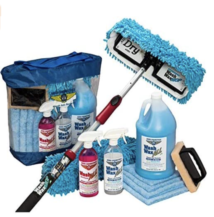 Cosmetics Waterless RV Boat Wash Wax Mop Kit with Deluxe Pole, No Ladder Needed, Wash, Wax, Dry