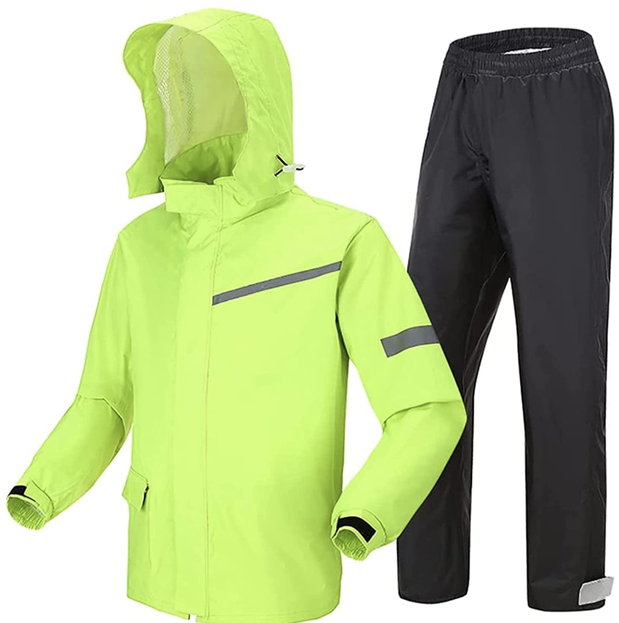 Long Waterproof Coat Raincoat Rainwear (Jacket & Trouser) Waterproof Breathable Rain Suits