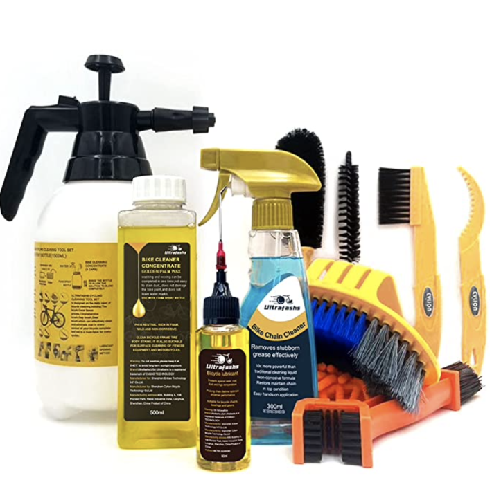 Ultrafashs Bike Cleaner kit (11 Items),Perfect kit to Clean_Protect_Lube Bicycle Motorcycle.